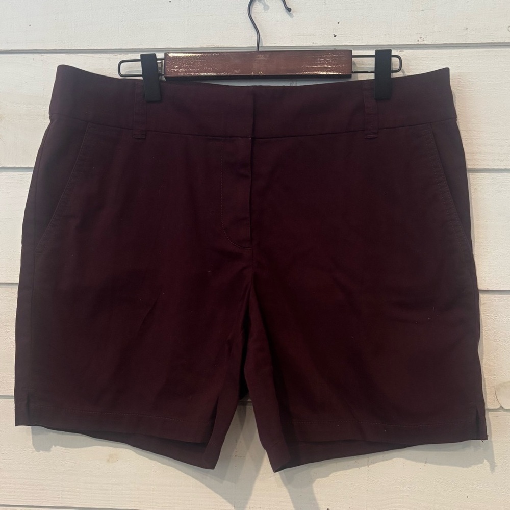 LOFT Burgundy Shorts Classic Tailored Cotton